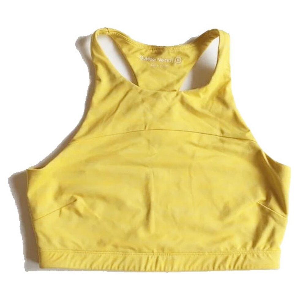 Outdoor Voices Athena Move Free Crop Top High Neck TechSweat Sports Bra M Yellow
